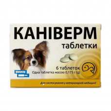 Bioveta Каніверм Антигельмінтик широкого спектра для котів і собак (0,5-2 кг) 6таблеток1