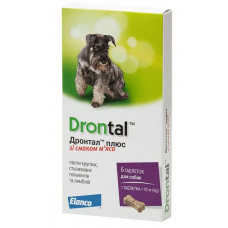 Дронтал плюс (Drontal plus) 6таблеток для собак зі смаком м'яса1