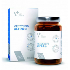 VetExpert VetoSkin Ultra харчова добавка для підтримки і регенерації шкіри і шерсті у котів і собак 60 капсул1