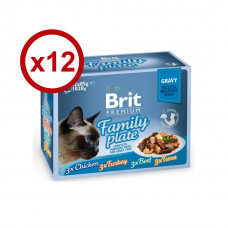 Brit Premium Family Plate 85г * 12шт паучі сімейна тарілка асорті 4 смаки для кішок1
