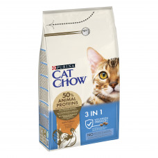 Cat Chow Feline 3 в 1 1,5кг-корм для кішок з індичкою (формула потрійної дії)1