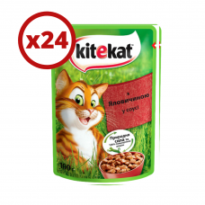 Kitekat 100г * 24шт паучі для кішок з яловичиною в соусі1