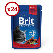 Brit Premium Cat pouch 100 г *24 шт. паучі для котів (тушкована яловичина та горох)1