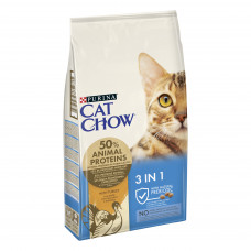 Cat Chow Feline 3 в 1 15кг-корм для кішок з індичкою (формула потрійної дії)1