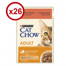 Cat Chow паучі 85г * 26шт з яловичиною і баклажанами для кішок1