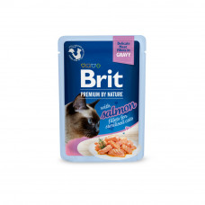 Brit Premium Delicate Fillets in Gravy Salmon For Sterilised 85 г*24 шт паучі для стерилізованих кішок (філе лосося в соусі)1