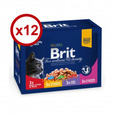 Brit Premium Cat pouch 100г * 12шт - сімейна тарілка асорті 4 смаки для кішок1