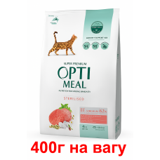 Optimeal Cat Adult Sterilised Bef & Sorghum 400г корм для стерилізованих кішок (яловичина)1
