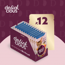 Delickcious паучі для котів 85г*12шт (шматочки з лососем і мі...
