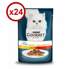 Purina Gourmet Perle Duo паучі для котів 85 г * 24шт (курка та яловичина)1