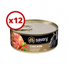 Savory вологий корм для стерилізованих кішок 100 г * 12 шт (курка)1