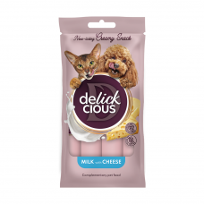 Delickcious кремові ласощі для котів та собак 15г*4шт (молоко з сиром)1