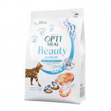 Optimeal Beauty Podium - корм для шерсті та зубів котів на основі морепродуктів 4 кг1