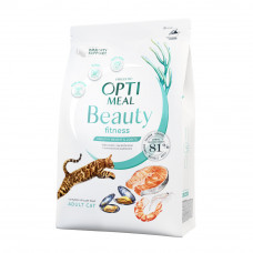 Optimeal Beauty Fitness - беззерновий корм для здорової ваги котів на основі морепродуктів 4 кг1