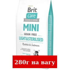 Brit Care Mini Light & Sterilised 280г -беззерновий корм для стерилізованих собак малих порід ( кролика 25%)1
