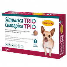 Simparica (Сімпарика) Тріо проти бліх та кліщів для собак вагою від 1.3 до 2.5 кг (3 табл.)1