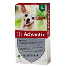 Bayer Advantix для собак вес до 4 кг 1пипетка 0,4мл1