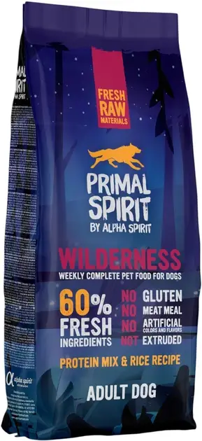 Primal Spirit Wilderness корм для собак 12кг (без глютену, 60% м'ясо)1