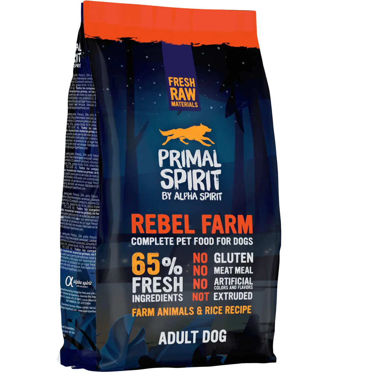 Primal Spirit Rebel Farm корм для собак 12кг (без глютену, 65% м'ясо)1