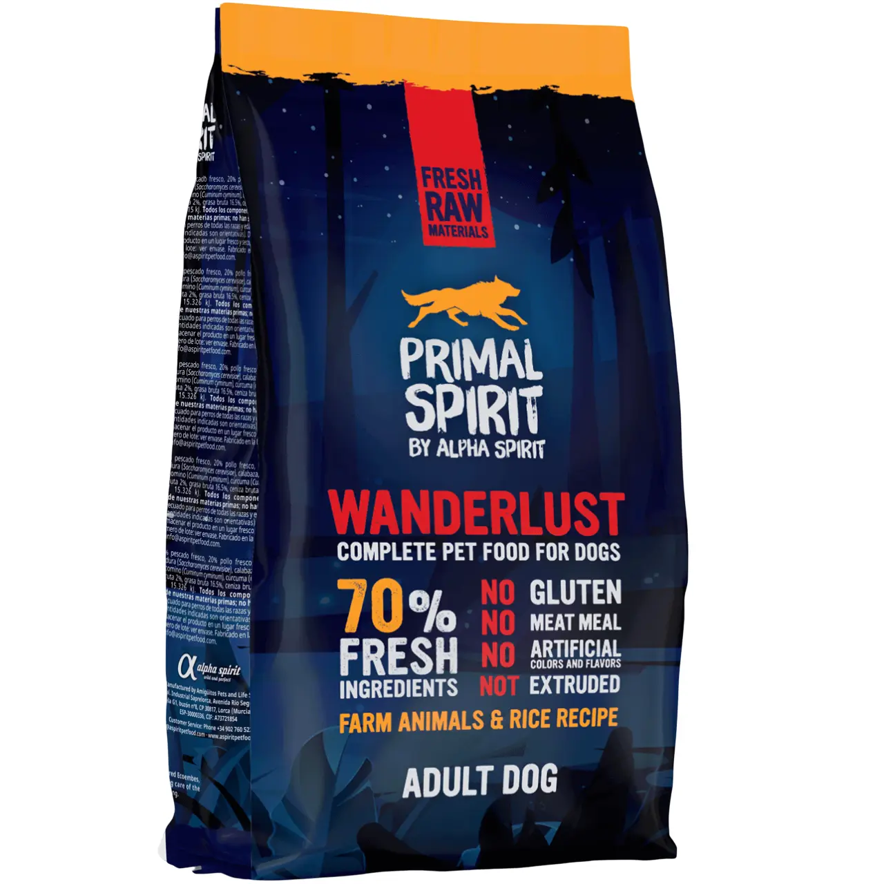 Primal Spirit Wanderlust корм для собак 12кг (без глютену, 70% м'ясо)1
