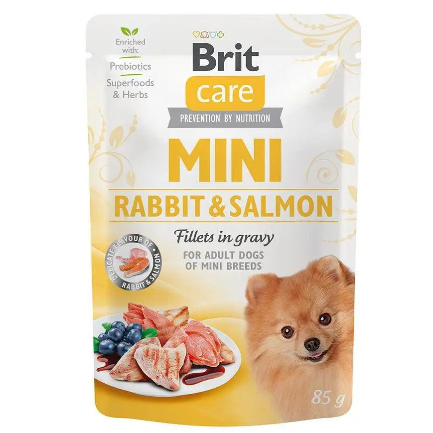 Brit Care Mini 85г*24шт паучі для собак дрібних порід (лосось і кролик)2