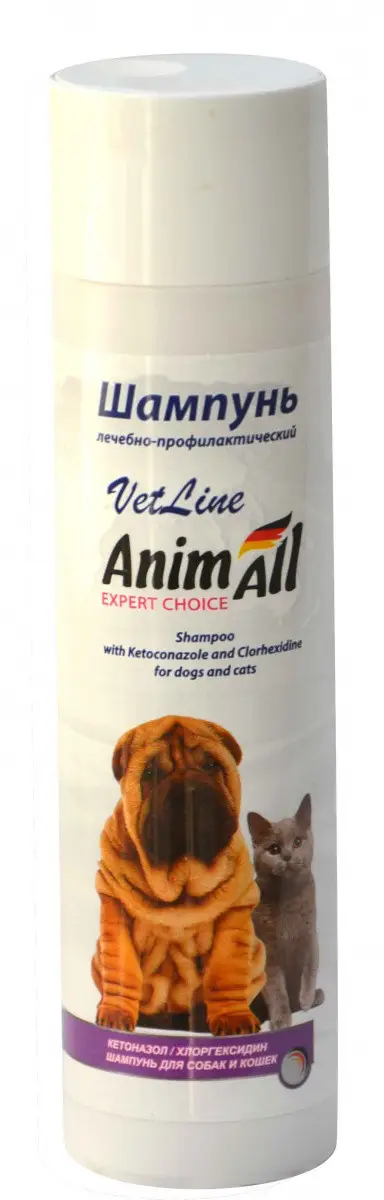 AnimAll шампунь з хлоргексидином і кетоконазолом для собак і котів 250мл1