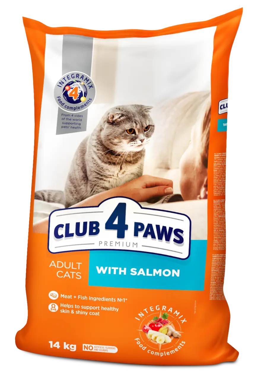 Клуб 4 лапи Преміум корм для кішок з лососем 14 кг1