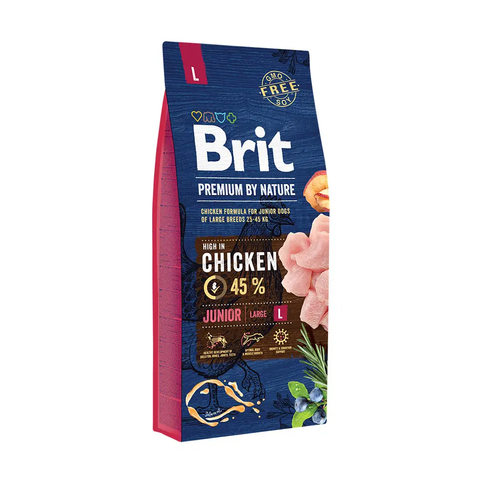 Brit Premium Junior L 15кг -корм для цуценят великих порід1