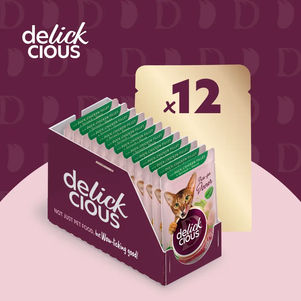 Delickcious паучі для котів 85г*12шт (пластівці з кроликом та тропічними фруктами у вершковому соусі)1