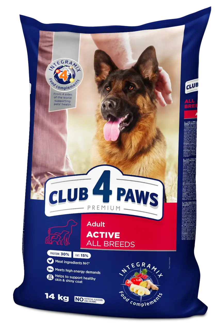 Клуб 4 Лапи Преміум класу Актив 14 кг для дорослих собак1