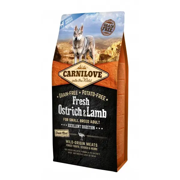 Carnilove Fresh Ostrich&Lamb Small Breed Dog 6 кг - беззерновий корм для собак дрібних порід1
