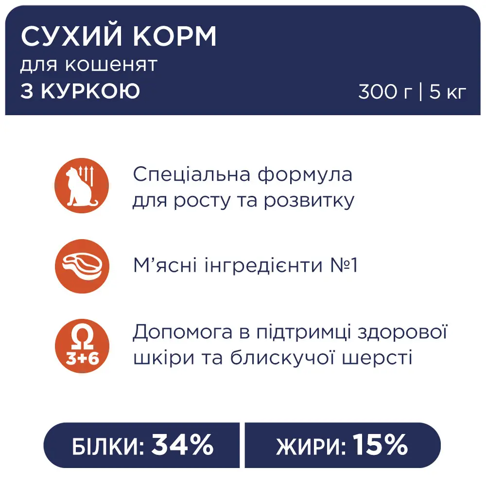 Клуб 4 лапи Переміум корм для кошенят 14 кг (курка)2