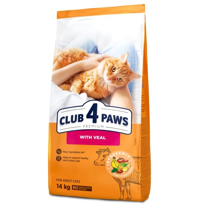 Клуб 4 лапи Преміум з телятиною корм для кішок 14кг...