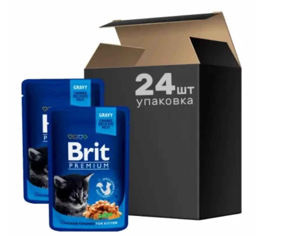 Brit Premium Cat pouch 100g *24 шт паучі для кошенят (курча)1