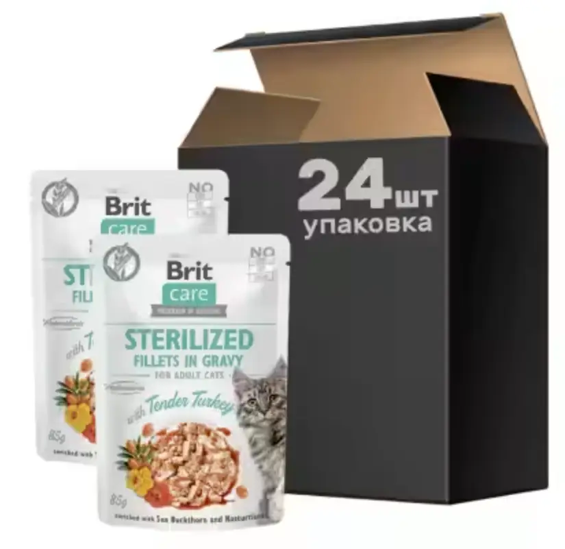 Brit Care Cat pouch 85g*24 шт паучі для стерилізованих котів ...