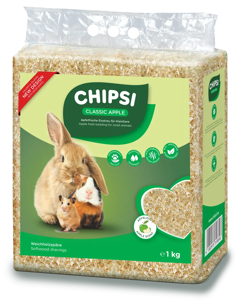 Chipsi Green Apple 1кг деревна підстилка для гризунів1