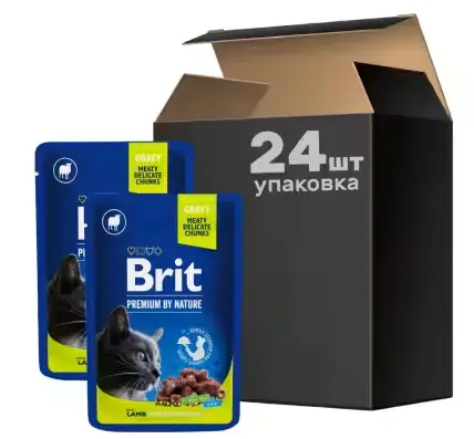 Brit Premium Cat pouch 100г *24шт паучі для стерилізованих кішок (ягня у соусі)1