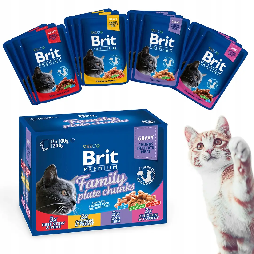 Brit Premium Cat Family Plate асорті паучей для кішок 100 г *12шт1