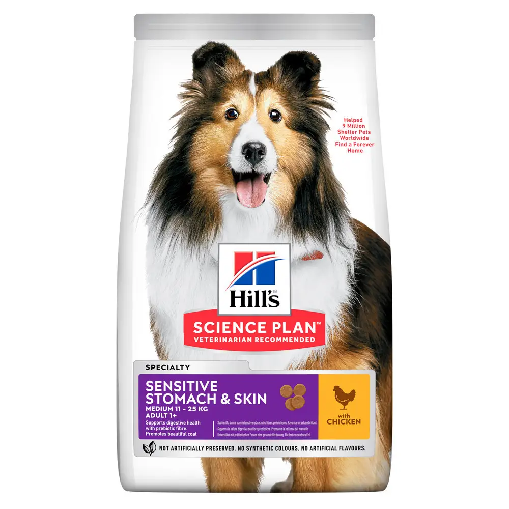 Hills SP Adult Sensitive Stomach & Skin 14кг корм для собак середніх порід (чутливе травлення)1