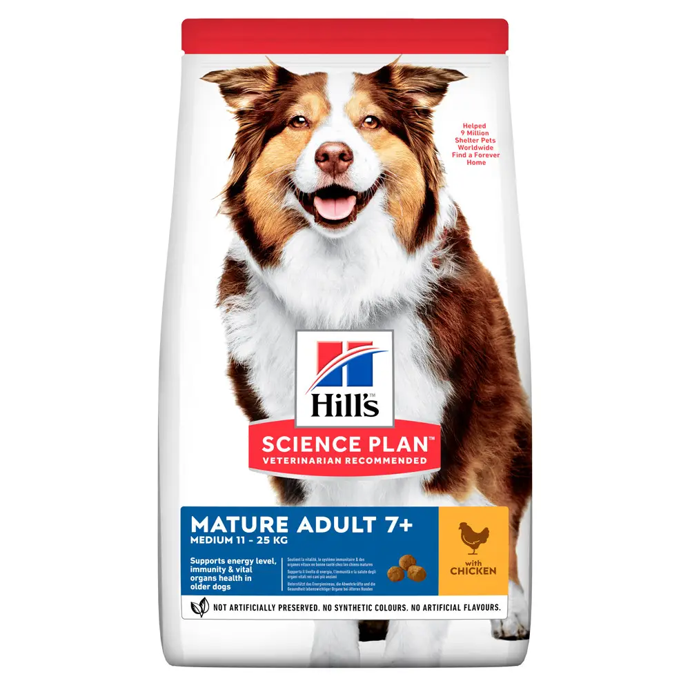 Hills SP Mature Adult 7 + Medium Chicken 14кг корм для літніх собак середніх порід з куркою1