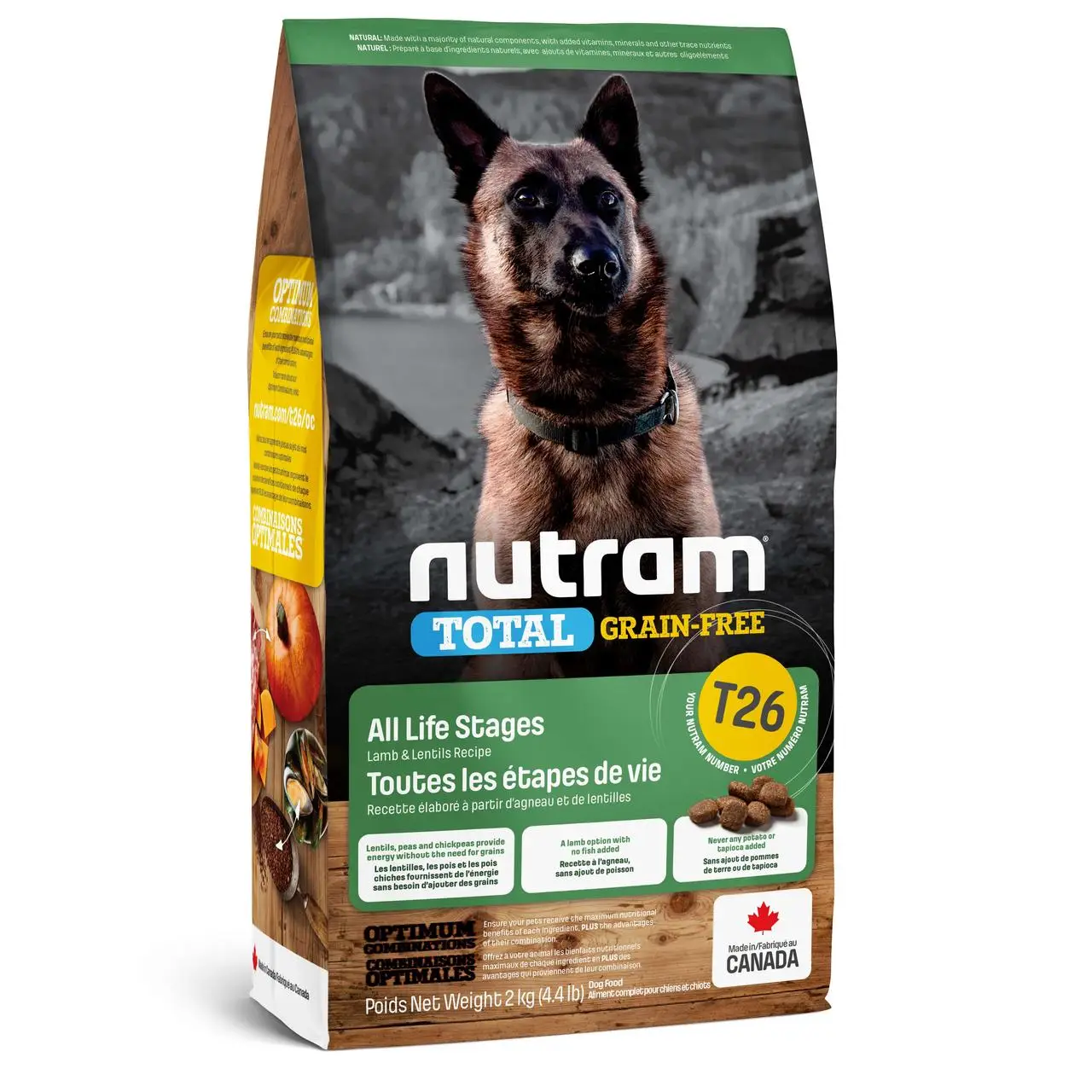 T26 Nutram 20кг- беззерновий корм для собак з ягням (білий мішок)1
