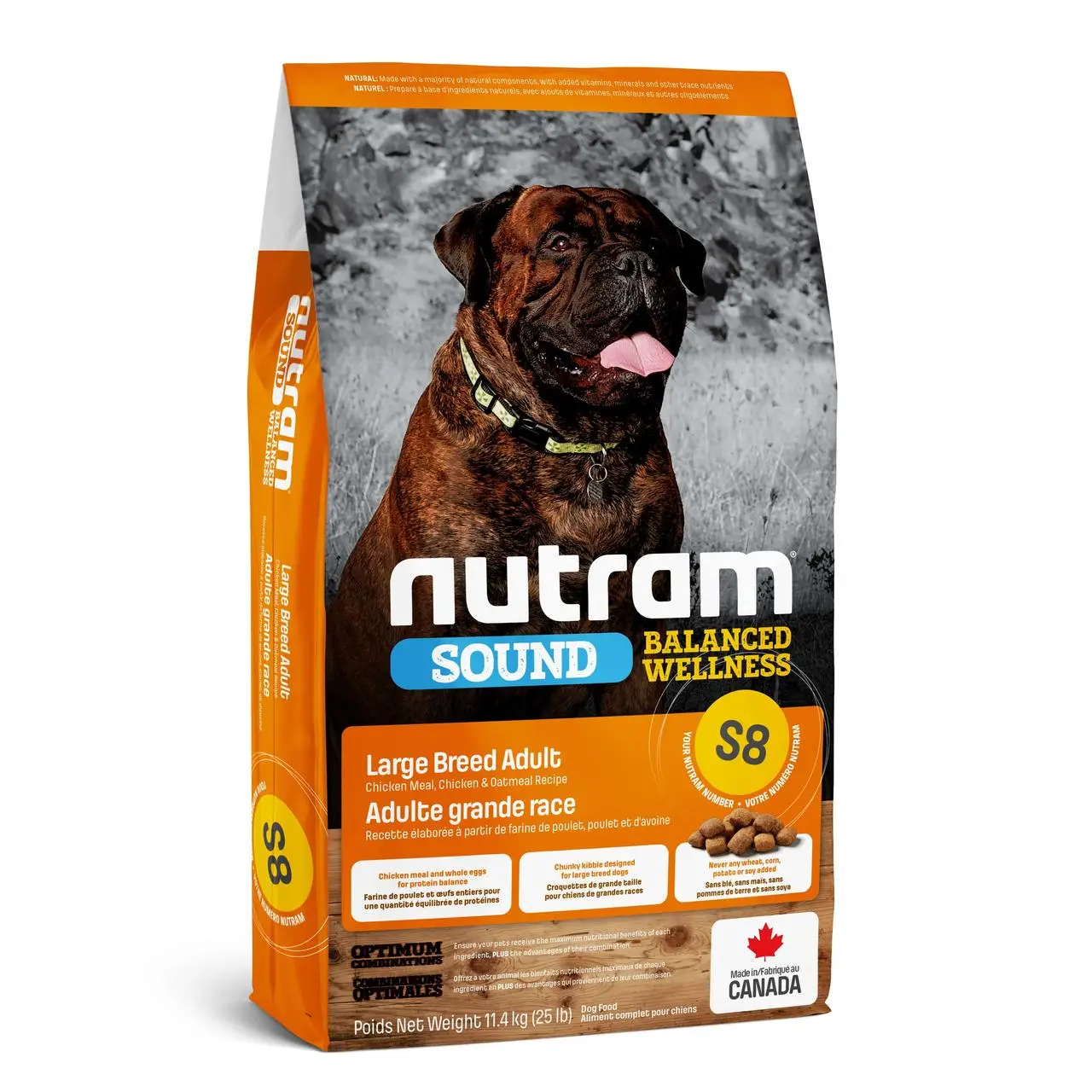 S8 Nutram Sound 20кг корм для собак великих порід (білий мішок)1
