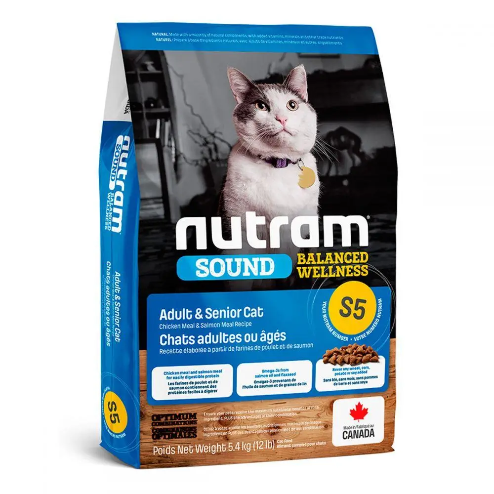 S5 Nutram Sound 5,4 кг - корм для кішок з куркою і лососем1