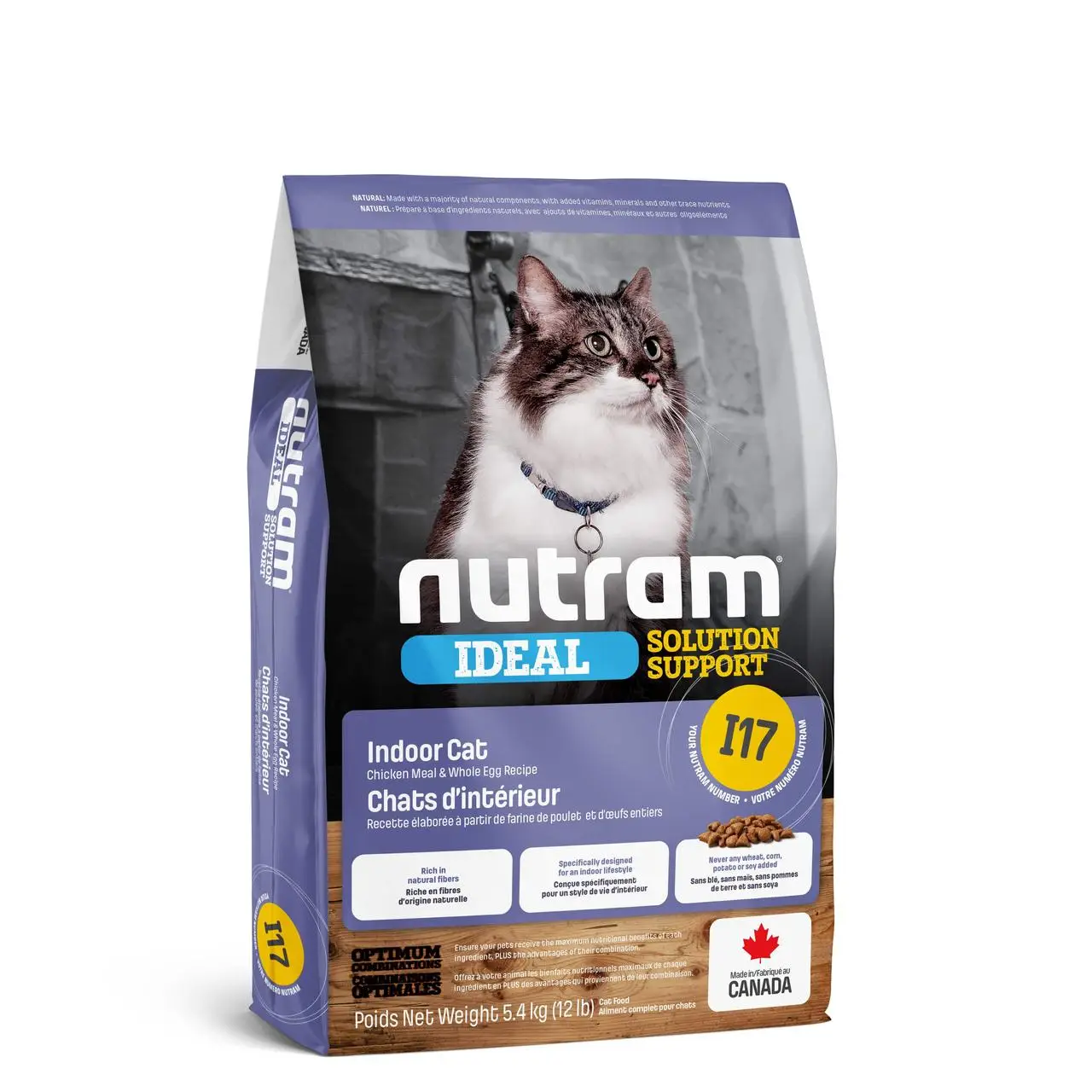 I17 Nutram Ideal 20 кг-корм для здоров'я шкіри і шерсті кішок живуть в приміщеннях (білий мішок)1