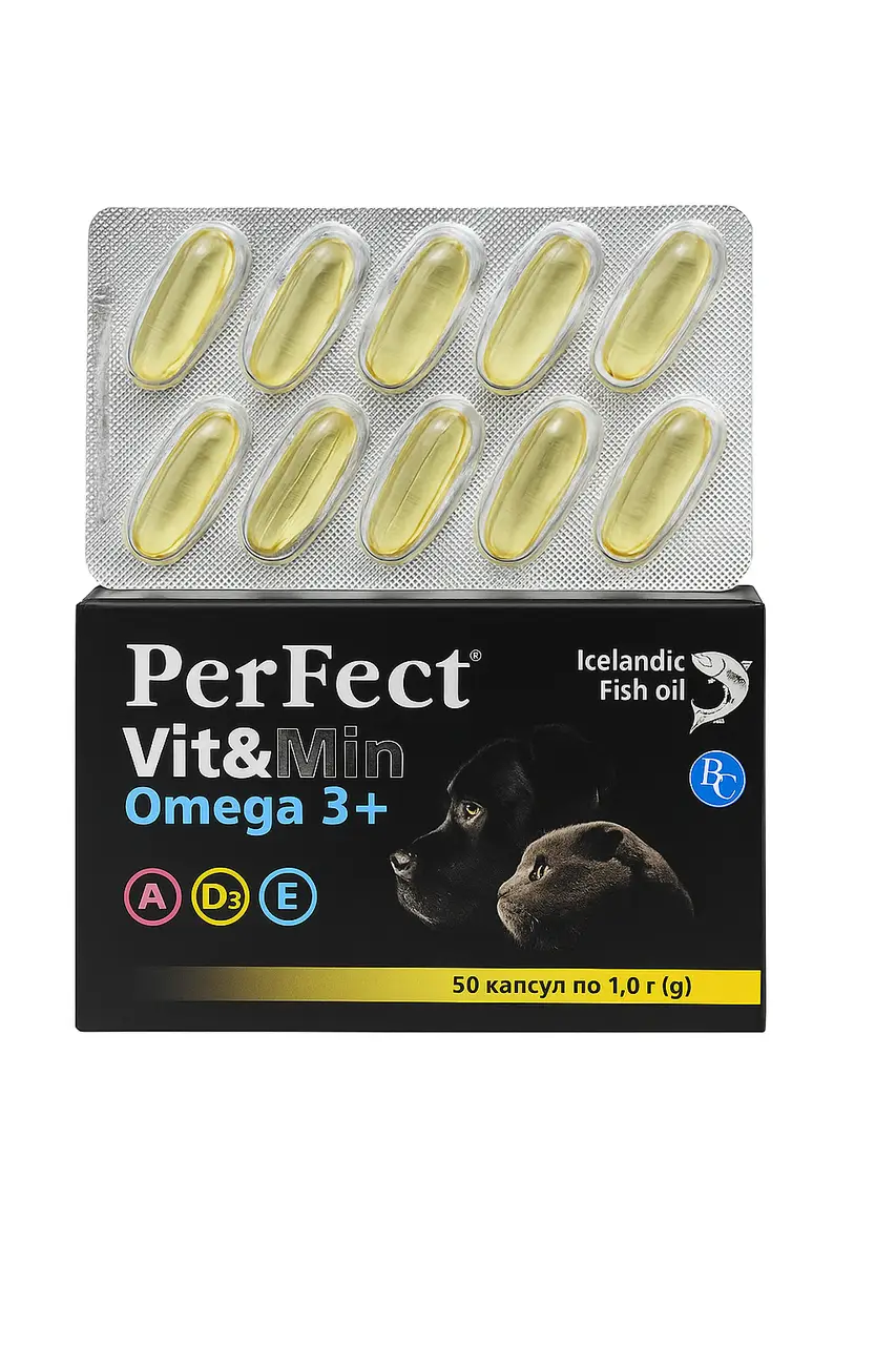 Perfect Vit&Min Omega 3+ добавка для собак і котів 10 кап...