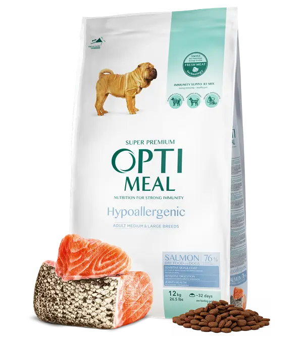 Optimeal Hypoallergenic Medium 12 кг - корм для собак середніх порід з лососем1