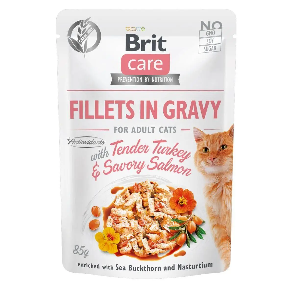 Brit Care Cat pouch 85г * 12шт (філе індички і лосося в соусі)1