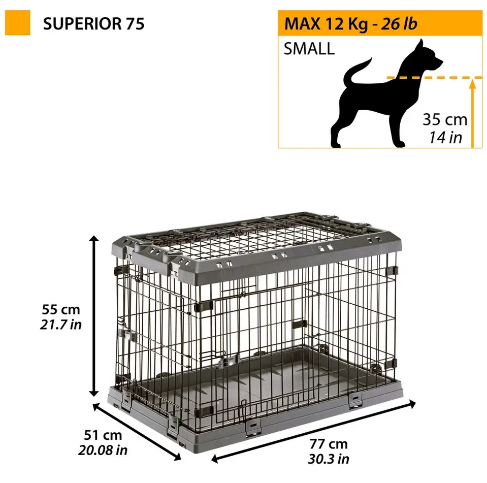 Ferplast Superior 75 складана клітка для собак до 12кг (77 x 51 x h 55 см)2