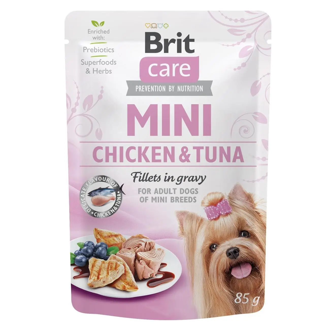 Brit Care Mini вологий корм для собак дрібних порід 85г (курка і тунець)1