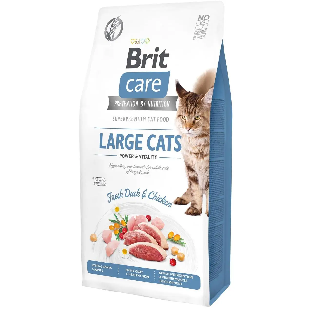 Brit Care GF Large Cat корм для котів 7кг (курка і качка)1